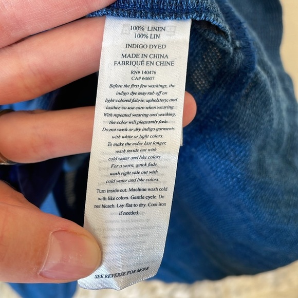 Faherty Isha Linen Shirt Dress XS Indigo Lagenlook Beachy Minimalist Boho Dress - Picture 8 of 15